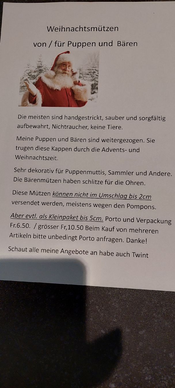 Bambole: Weihnachts Deko Puppenmütze  – Nuovo (secondo la descrizione) da Muri AG venduto da nindo1 1