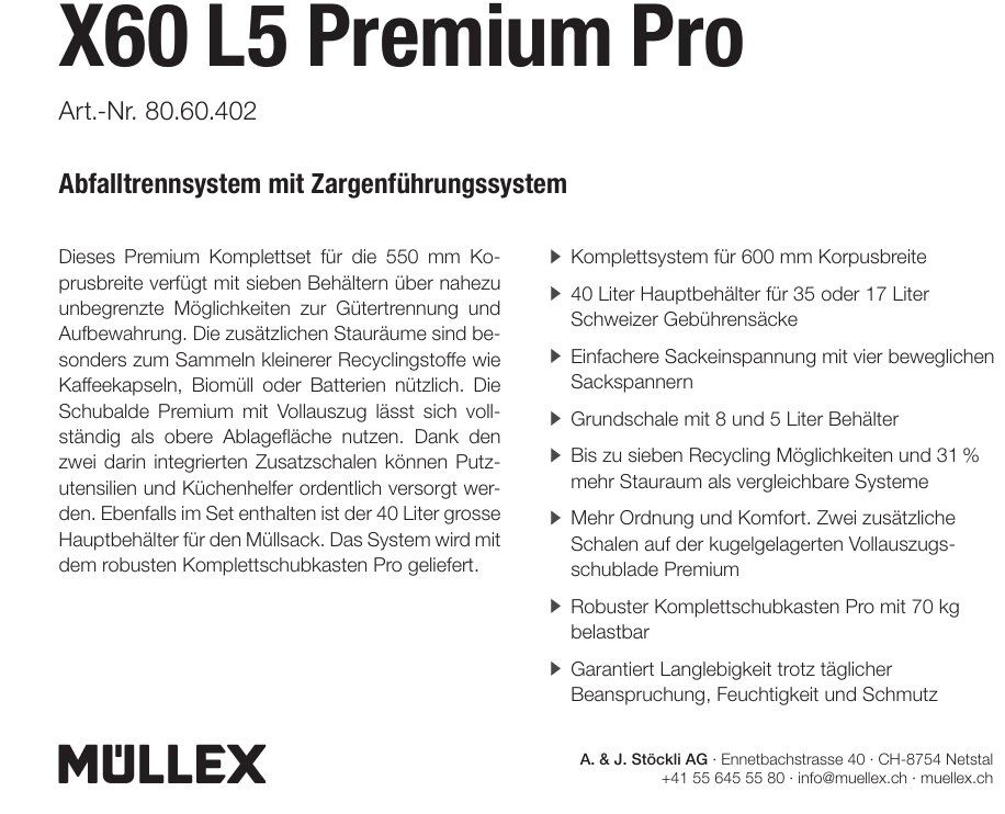 Müllex Cestini per rifiuti: 118 Müllex Abfallsystem X60 L5 Premium Pro – Nuovo (secondo la descrizione) da Derendingen venduto da Meisterstuecke 2