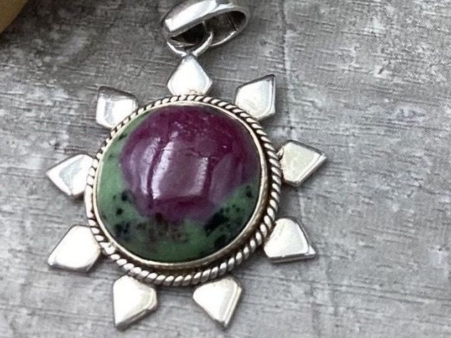 Anhänger: Pendentif en argent et jaspe vert et violet – Gebraucht aus Agiez von Beve15