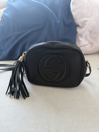 Schwarze Gucci Tasche SoHo Disco mit Fransen
