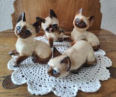 Keramik Katzenfiguren Siam 4 Stk. guter Zustand