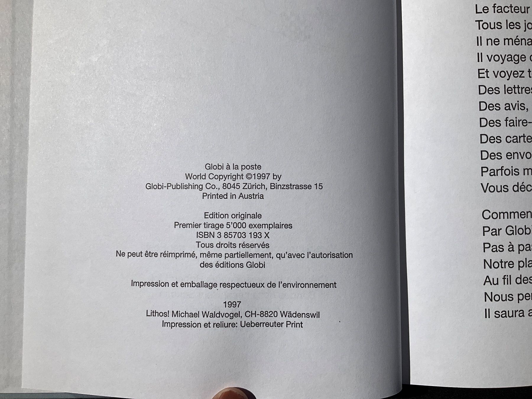 Libri: Globi Postier - Globi à la poste 1997 premier tirage – Usato da Avenches venduto da Lactobacille 1