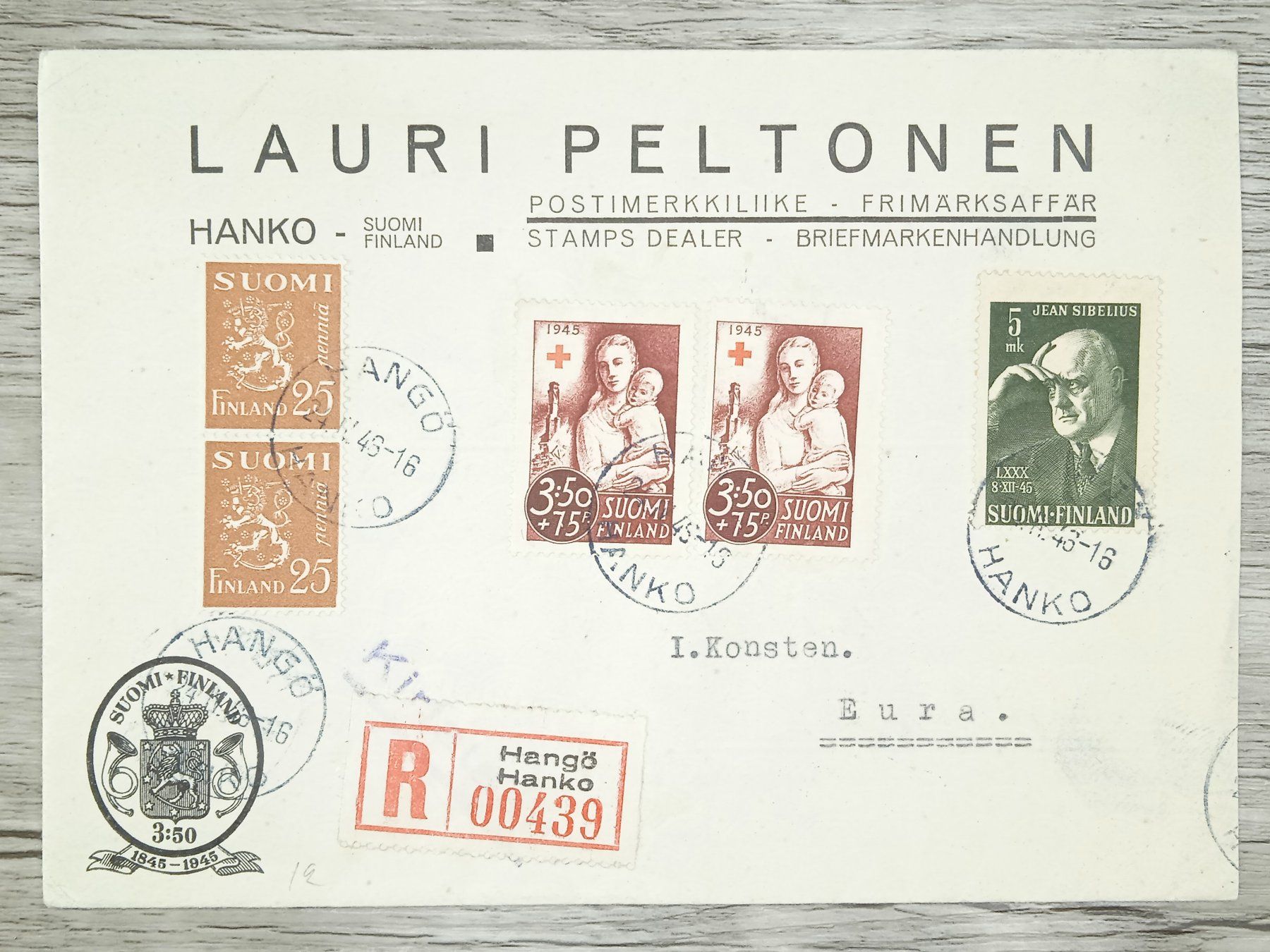 Alle Briefmarken: TR78 Enveloppe + Timbre FINLAND 1948 – Gebraucht aus Cousset von Patrick_Collections