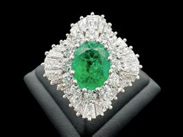 Smaragd 1.4ct Diamanten Ring Platin Gr 57.5 GGTL *S2139