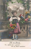 Blumenmädchen-Grusskarte