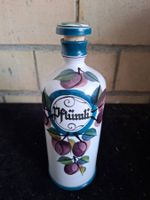 Keramikflasche "Pflümli" bemalt mit Deckel und Henkel