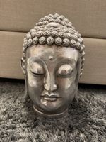 Buddha Kopf Dekoration silberfarben guter Zustand