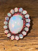 Precious Australian Opal Orange Songea Sapphires SS925 Ring
