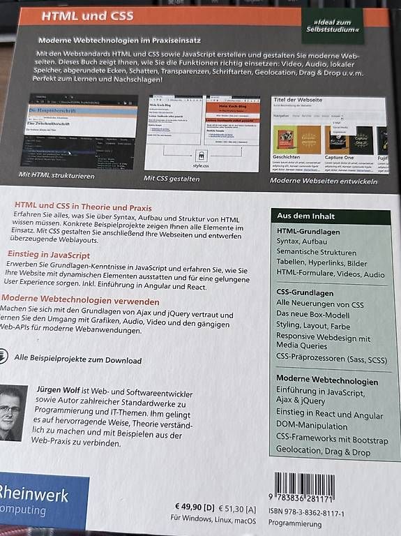 Libri: HTML und CSS  Das umfassende Handbuch | Jürgen Wolf – Usato da Oberrohrdorf venduto da Rosabina 2