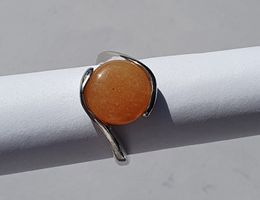 Ring mit orangem Stein Gr. 19 *NEU*