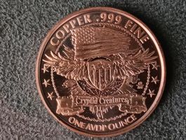 1oz Kupfermünze 999 Feinkupfer Unze