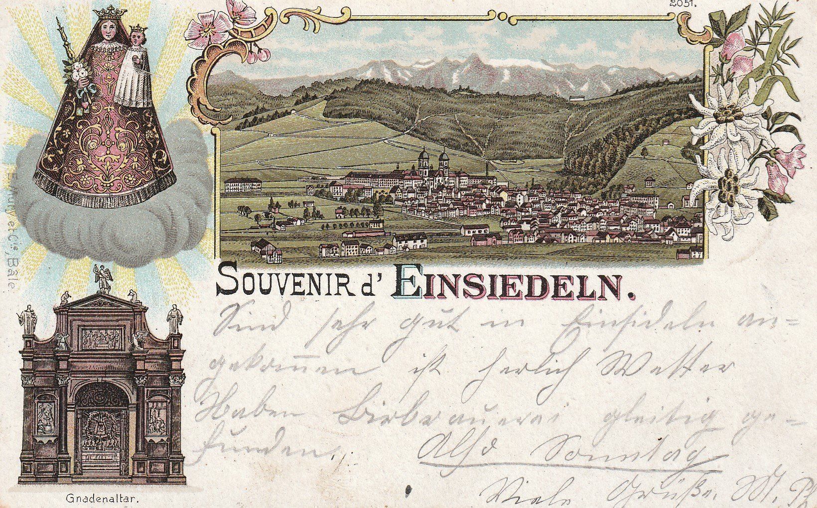 Cartoline postali: AK Einsiedeln gel. 18.5.1900 – Usato da Fribourg venduto da schnalla92