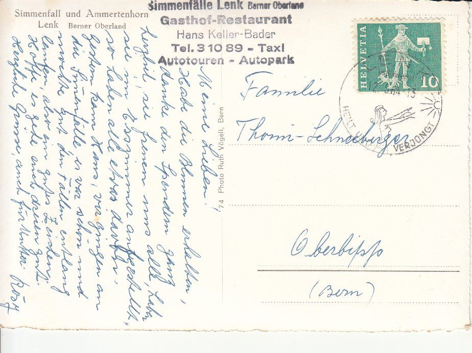 Ansichtskarten: Simmenfall 1964 – Gebraucht aus Bürglen TG von StampGraf 1