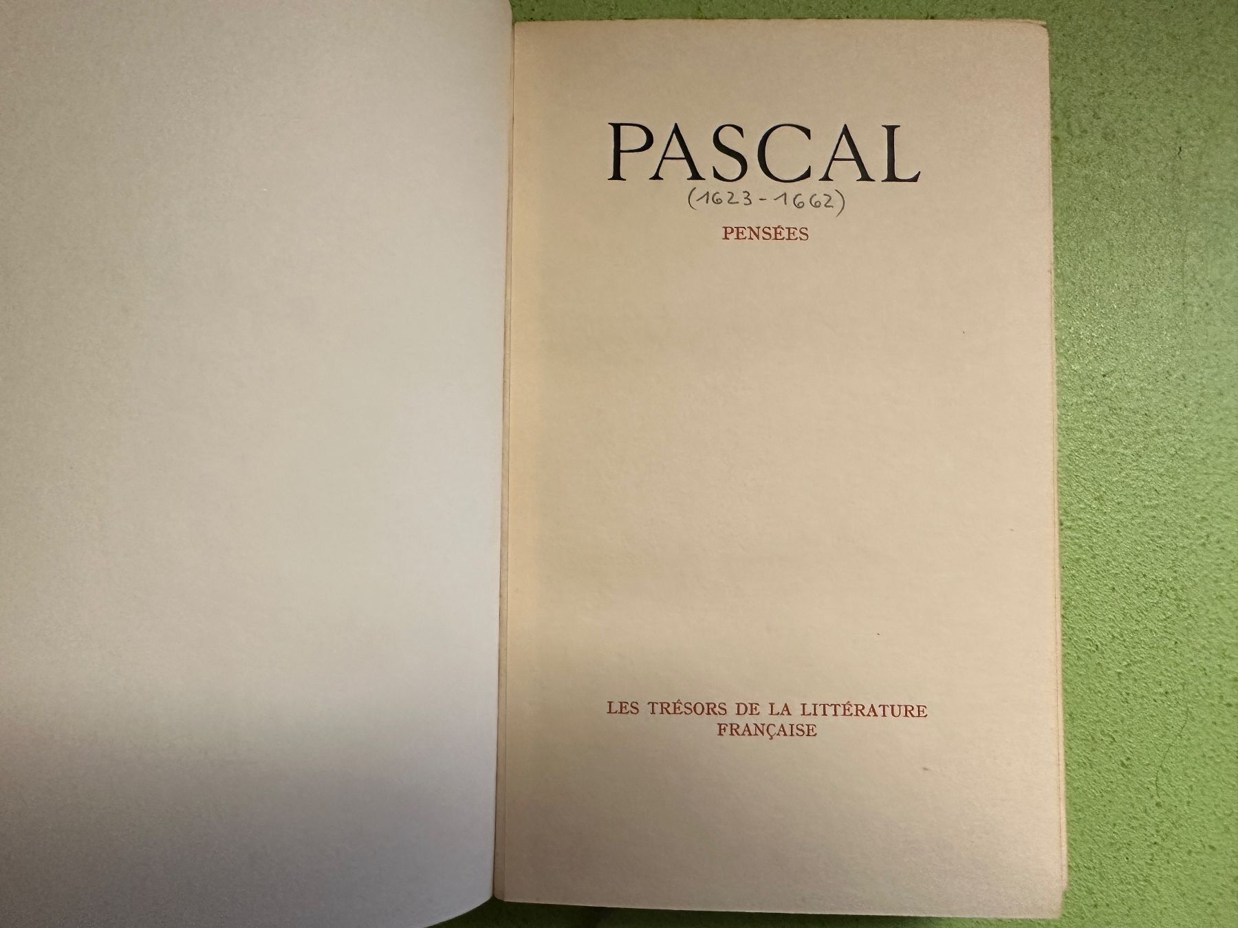 Libri: Pascal: Pensées. 1943 – Usato da Zürich venduto da allp 1