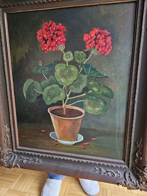 Geranien Gemälde von L.Diehler | Kaufen auf Ricardo