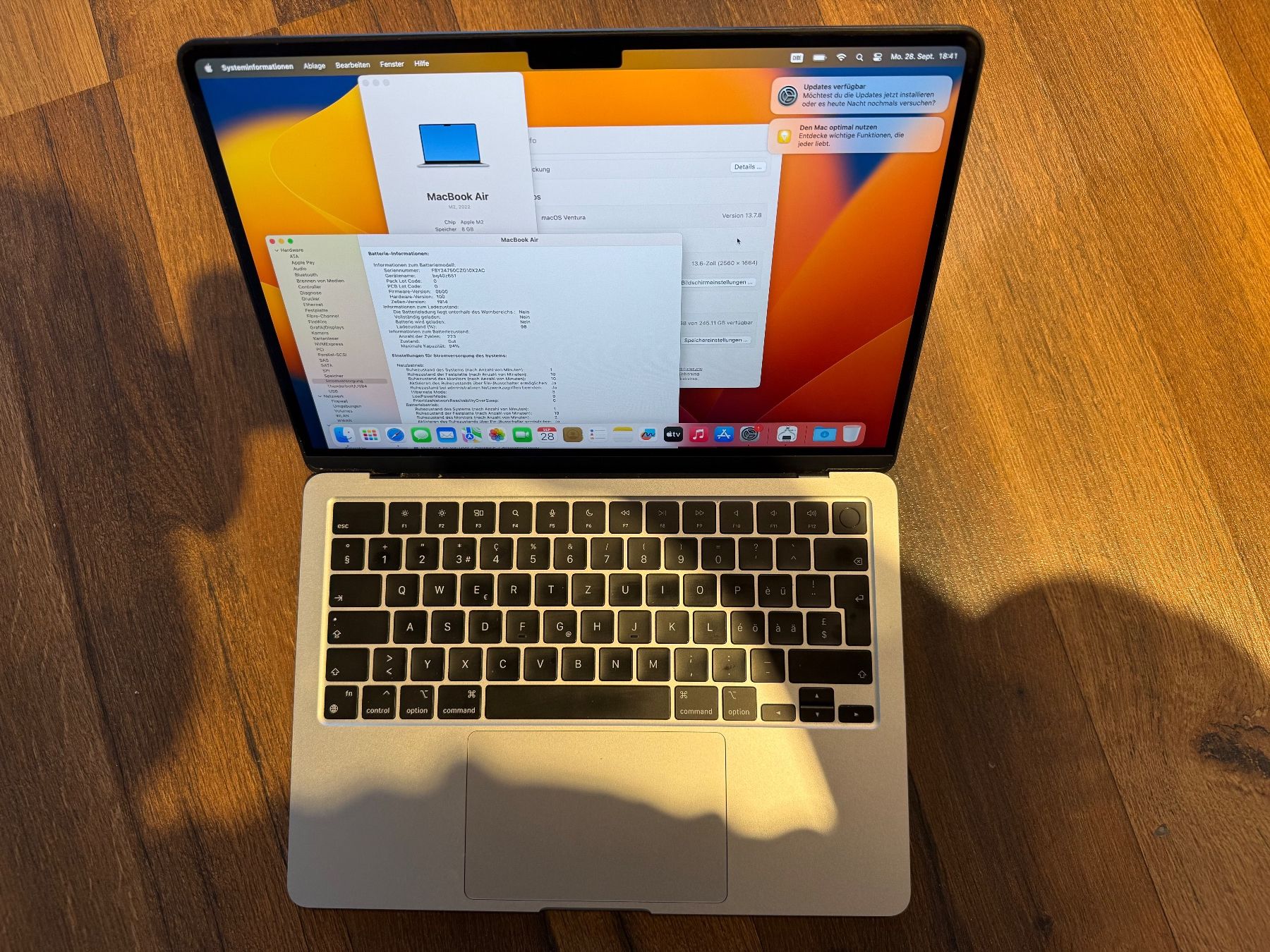Apple Notebooks: MacBook Air 2022 M2 – Gebraucht aus Siebnen von icrservicesolutions