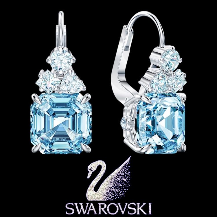 Verwunderlich Ohrringe Swarovski Blau Ebenbild
