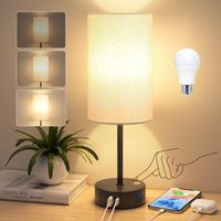 Nachttischlampe Touch Dimmbar USB-A+C Leinen