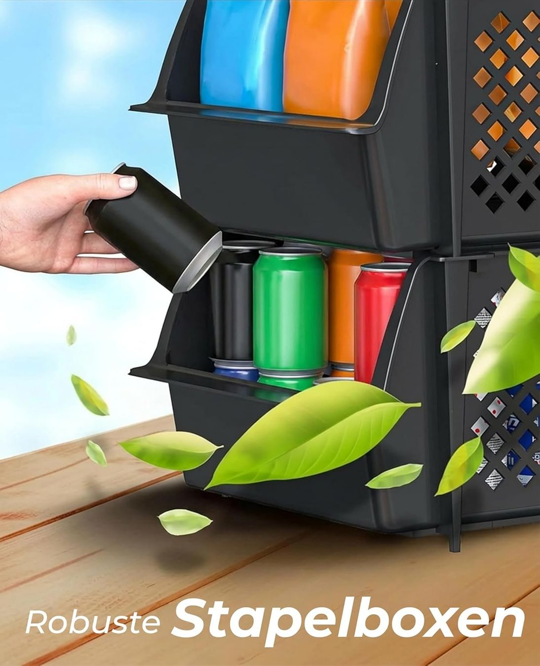 Behälter & Ähnliches: Stapelbare Aufbewahrungsboxen 4er Set Organizer Körbe – Neu und originalverpackt aus Hallau von Sale50OFF 5