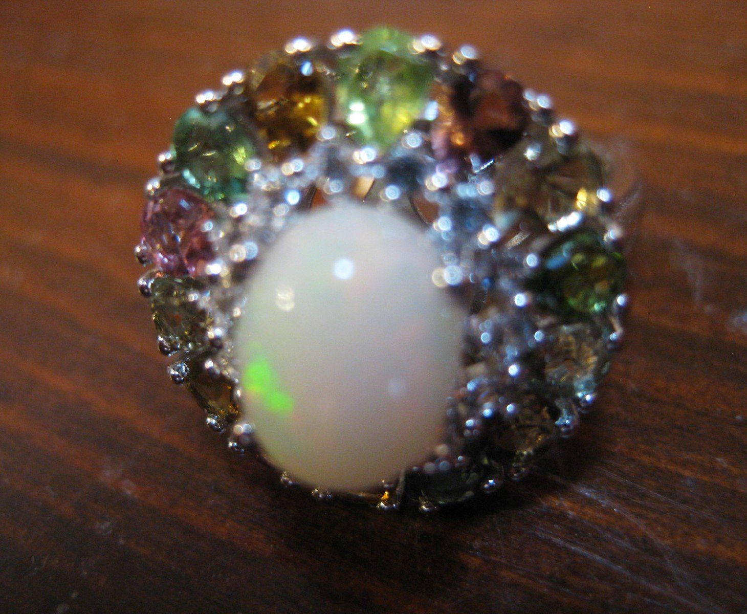 Ringe: ST.S. 925° MILCHOPAL/TURMALINST. RING D.M.18, MP – Neu (gemäss Beschreibung) aus Weiningen ZH von actera 6