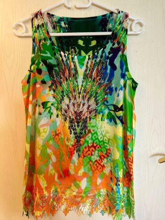 Top Shirt Glitzertop Gr.40 neu Kleid Strasstop Strandkleid