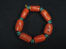 Ethno Armband aus Koralle und Türkis, Ethno Armkette