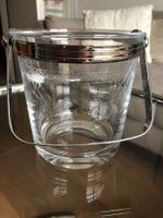 Vintage Glass Ice Bucket mit Metall Griff