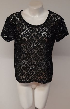 H&M Damen Spitzen Bluse Schwarz Gr. 38
