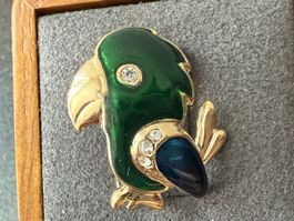 ✨Vintage Papageien Brosche emailliert