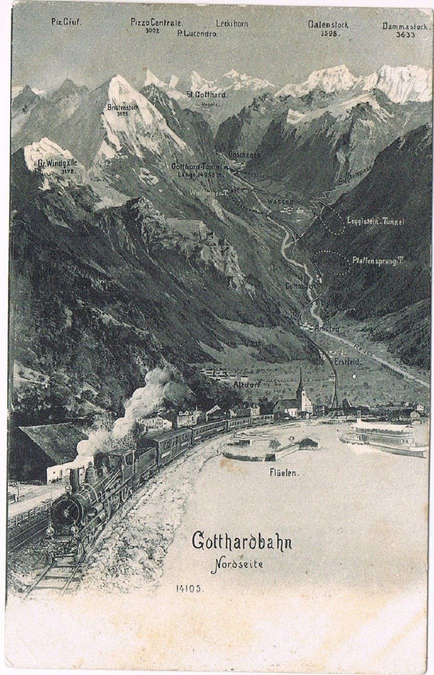 Cartoline postali: Gotthardbahn Nordseite, alte AK – Usato da Buchs AG venduto da Baerfisch