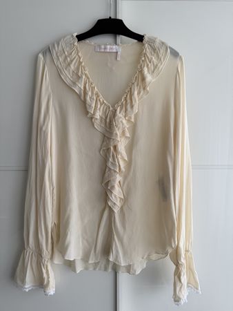 See by Chloé Bluse mit Rüschen, Crèmefarben, Grösse 34