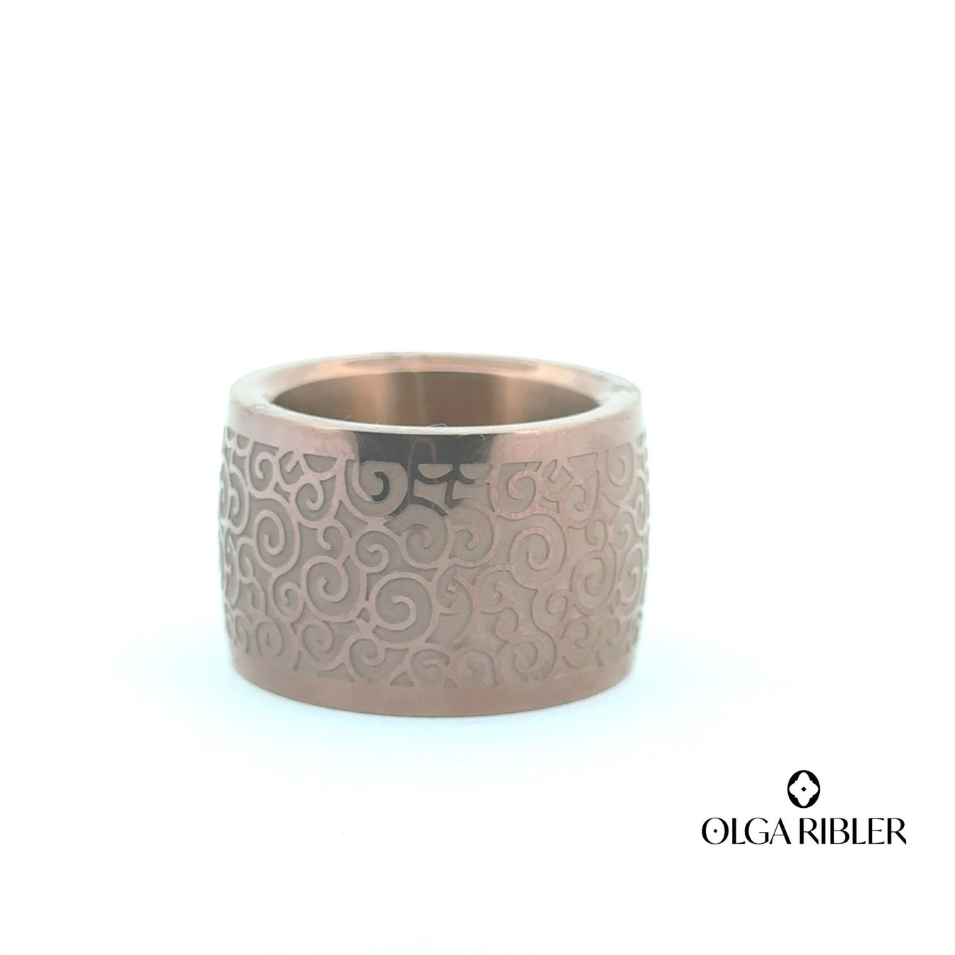 Olga Ribler Anelli: 18 mm breiter Ring Stahlring mit Muster, Grösse 54 – Nuovo (secondo la descrizione) da Luzern venduto da Schmuckoutlet 2