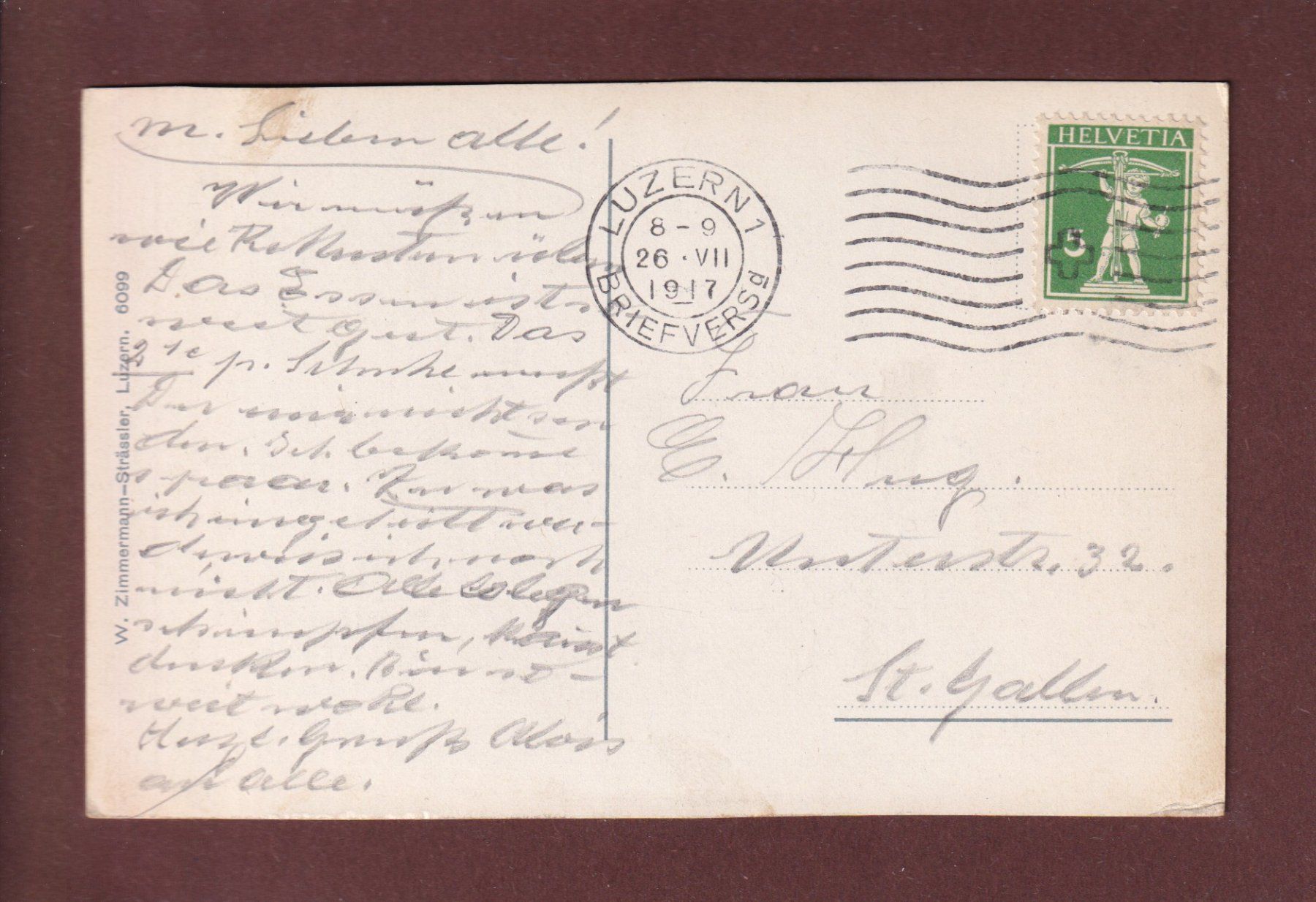 Cartoline postali: LUZERN - Gütsch - 1917 – Usato da Pully venduto da nicecards 1