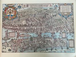 Poster , zeigt Stadt Zürich im Mittelalter 1576