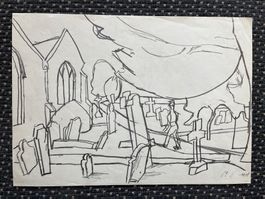 Zeichnung / auf dem Friedhof von MAX HELLSTERN    (ID B5904)