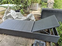 Gartenliege Rattanoptik grau verstellbar gebraucht