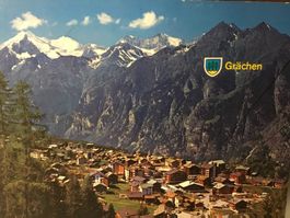 Grächen, Postkarte, Walliser Bergdorf
