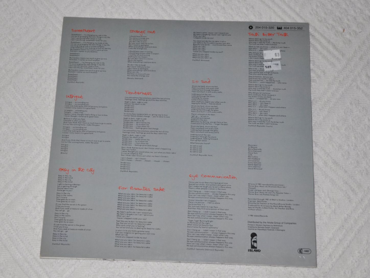 Schallplatten: LP Marianne Faithfull - Dangerous Acquaintances – Gebraucht aus Boll von Theodora15 1