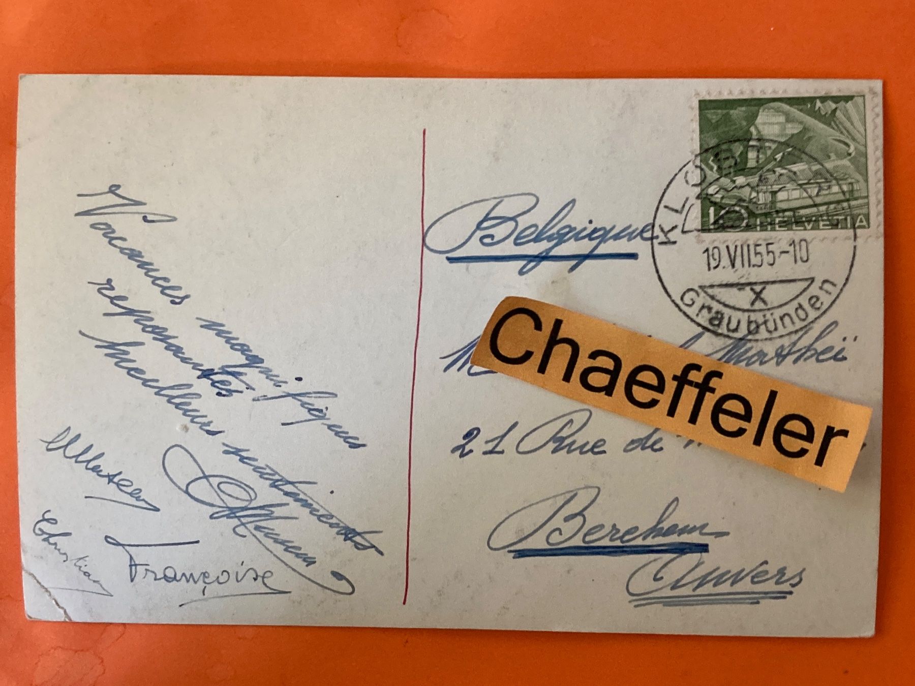 Cartoline postali: 1955  gestempelt in Klosters – Usato da Zürich venduto da Chaeffeler 1