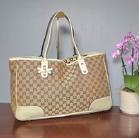 Gucci Tasche GG Canvas Leder beige weiss mit Schmetterling G