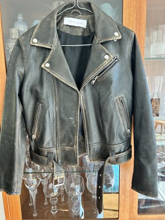 Veste en cuir IRO Jeans, modèle Wynter, noire, taille 34