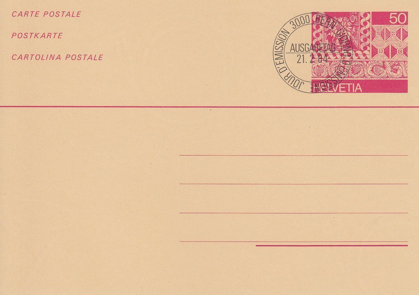 Alle Briefmarken: 1984 Postkarte Schweiz ET 21.2.1984 – Gebraucht aus Spreitenbach von Mustang_1105