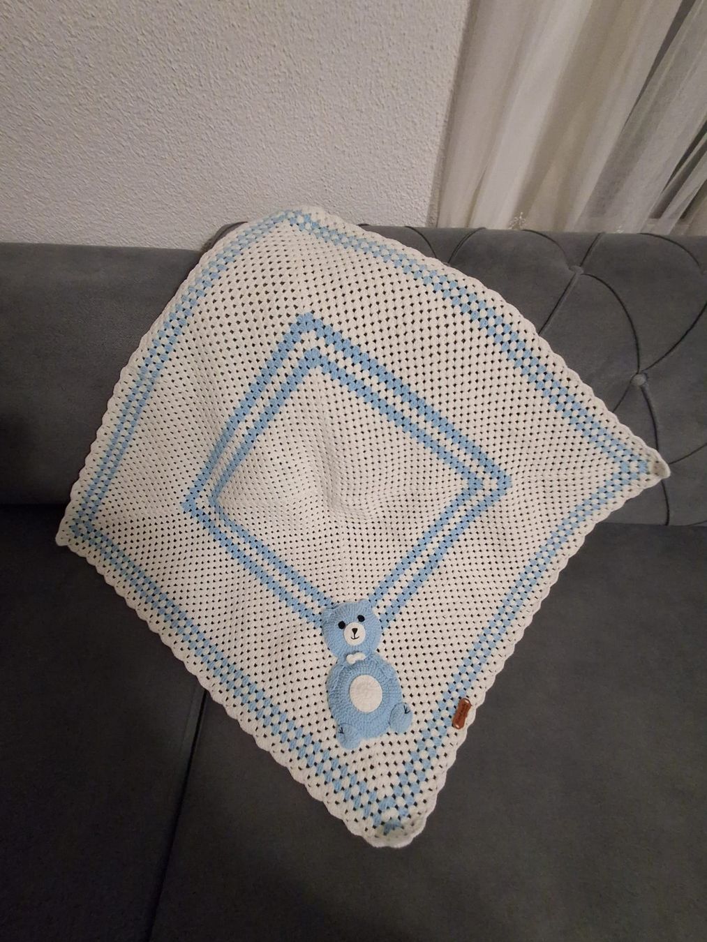 Coperte: Gehäkelte Babydecke Bär hellblau weiss – Nuovo e nell'imballaggio originale da Grafstal venduto da sel_yil 1