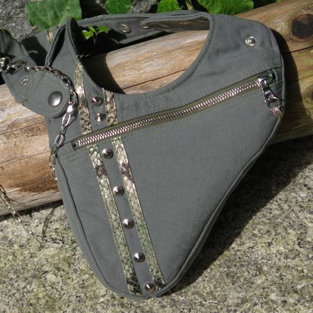 kleine Umhängetasche Damen Baumwolle, olivgrün, Revolverbag