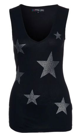 T-shirt schwarz mit glitzer Sternen grösse M