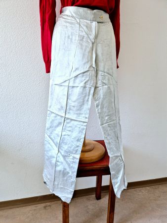 HOSE SATIN SEIDIG SILBER ARBER STOFFHOSE,  TOP ZU BLUSE