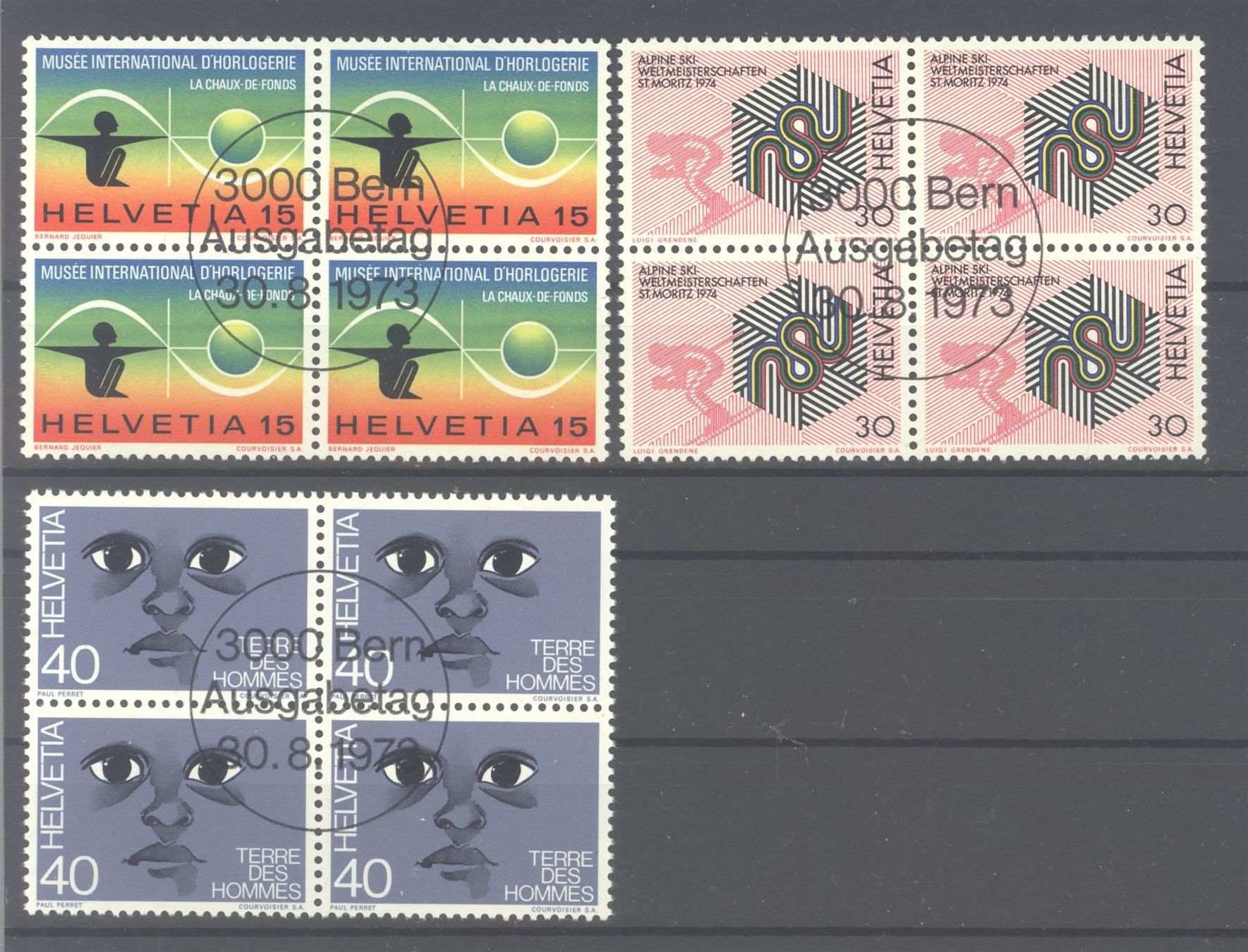 Tutti i francobolli: 1973, Sonderpostmarken, Viererblöcke, ET – Usato da Willisau venduto da Vollstempel