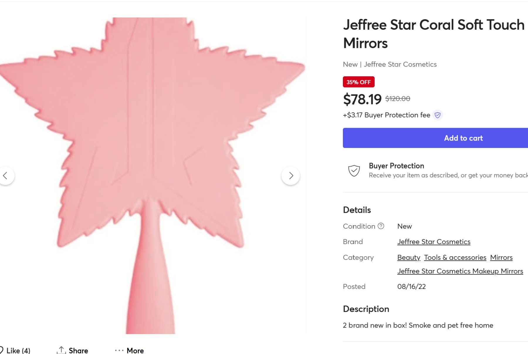 Specchi: Jeffree Star Nude Leaf Soft Touch Hand Spiegel – Nuovo e nell'imballaggio originale da Cham venduto da Trendy_Outlet 6