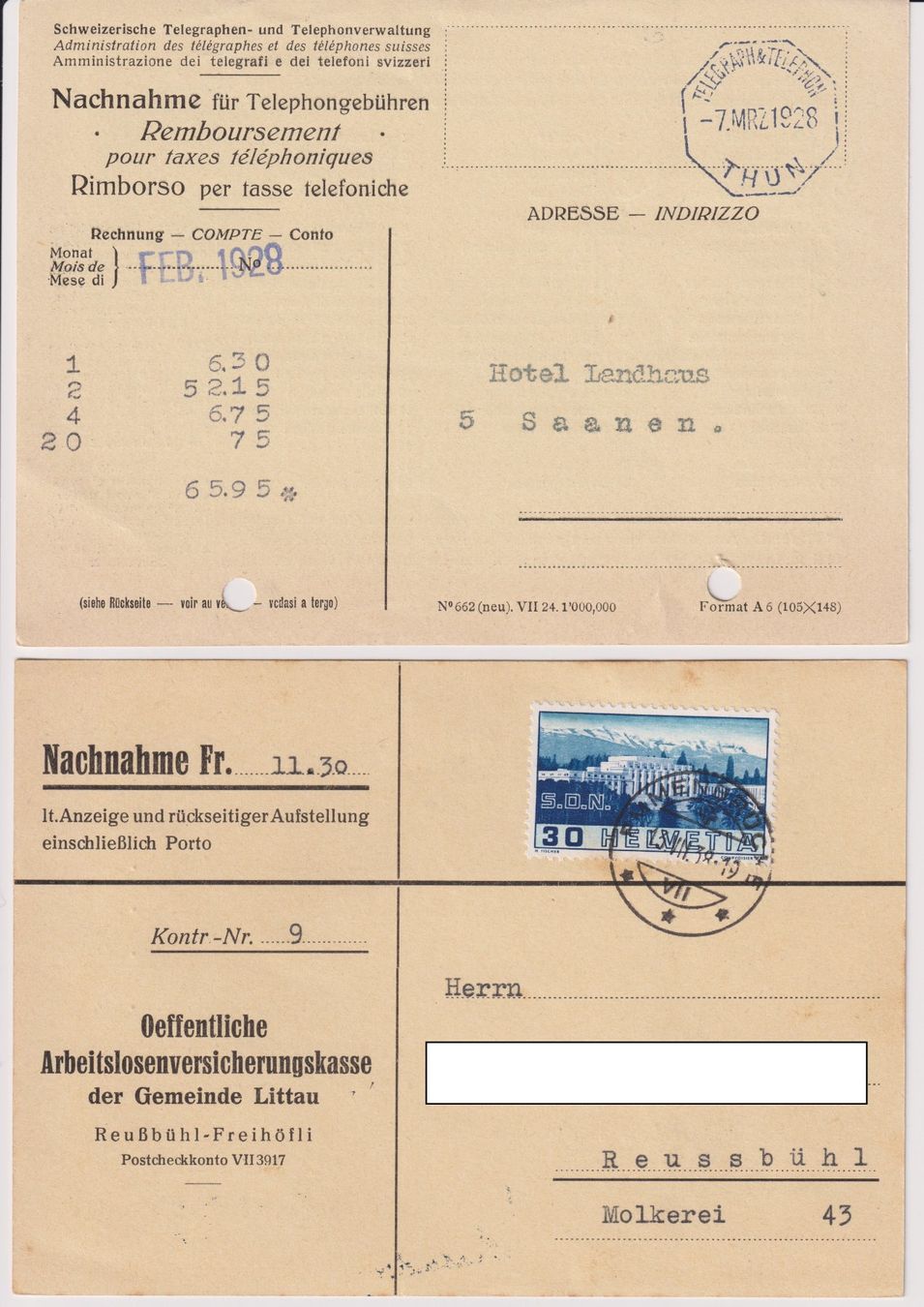 Tutti i francobolli: 4 Nachnahme-Belege – Usato da Bellach venduto da qsearch 2