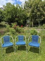 3 chaises de bistrot/jardin, inox et tressage plastique
